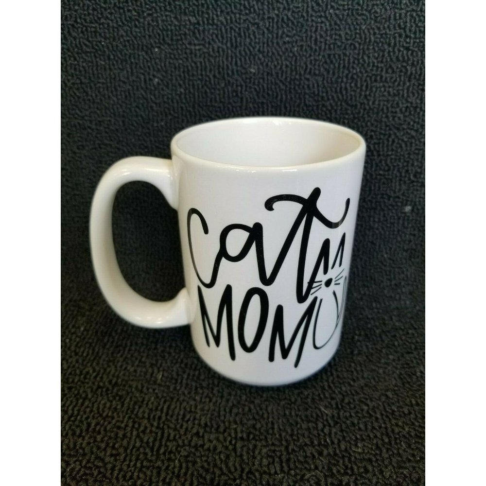 Cat Mom Ceramic Graphic Coffee Mug White Black